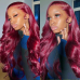 Stema #99j Red Burgundy Body Wave 13x4 Transparent Lace Front Wig
