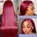 Stema #99j Red Burgundy 13x4 Transparent Lace Frontal Wig