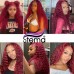 Stema #99j Red Burgundy 13x4 Transparent Lace Frontal Wig