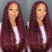 Stema #99j Burgundy 13x4 Transparent Lace Front Wig Water Wave