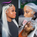 Stema Silver Grey Straight Body Wave 13x4 Transparent Lace Front Wig