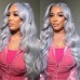 Stema Silver Grey Straight Body Wave 13x4 Transparent Lace Front Wig