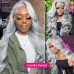 Stema Silver Grey Straight Body Wave 13x4 Transparent Lace Front Wig