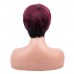 Stema Red/99j Machine Short Wig With Bangs Virgin Hair