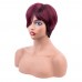 Stema Red/99j Machine Short Wig With Bangs Virgin Hair