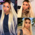 Stema 1b/613 Ombre Straight Lace Front Wig Dark Root Blonde Human Hair Wigs