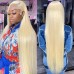 Stema 613 Blonde Straight 13x4 Transparent Lace Big Frontal Virgin Hair Wig