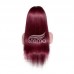 Stema #99J Red Burgundy 13x4 Transparent Lace Big Frontal Human Hair Wig