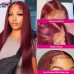 Stema #99J Red Burgundy 13x4 Transparent Lace Big Frontal Human Hair Wig