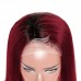 Stema 4x4 Ombre Red Closure Wig Straight Black Root Red Human Remy Hair 150% Density