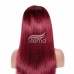 Stema 4x4 Ombre Red Closure Wig Straight Black Root Red Human Remy Hair 150% Density