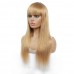 Stema #27 Color Machine-made Human Hair Straight Wigs With Bangs