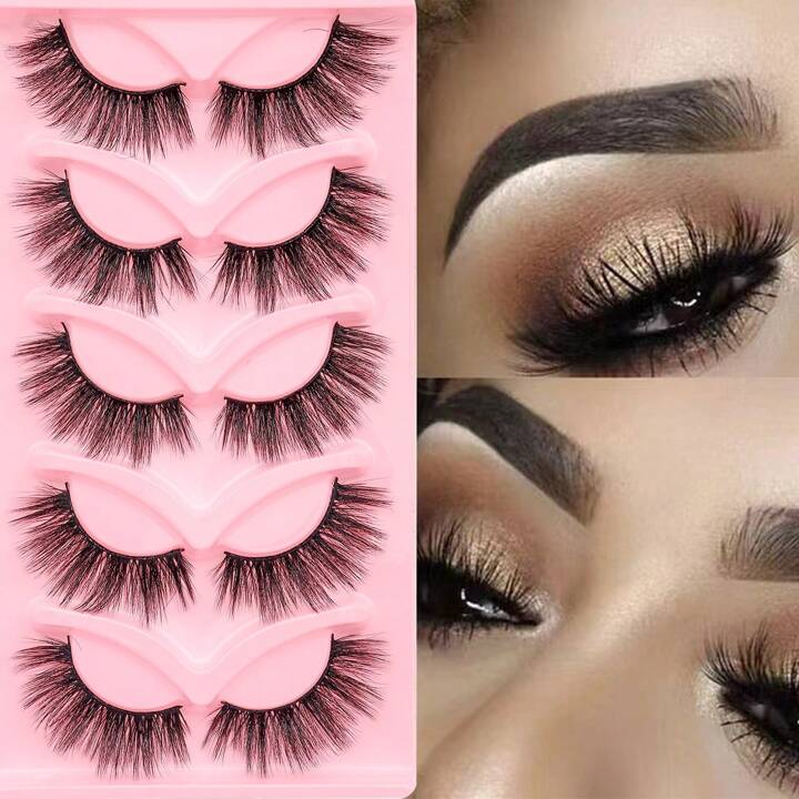Stema 5 Pairs Faux Mink Eyelashes Natural Thick Long Fake Eyelashes Beauty