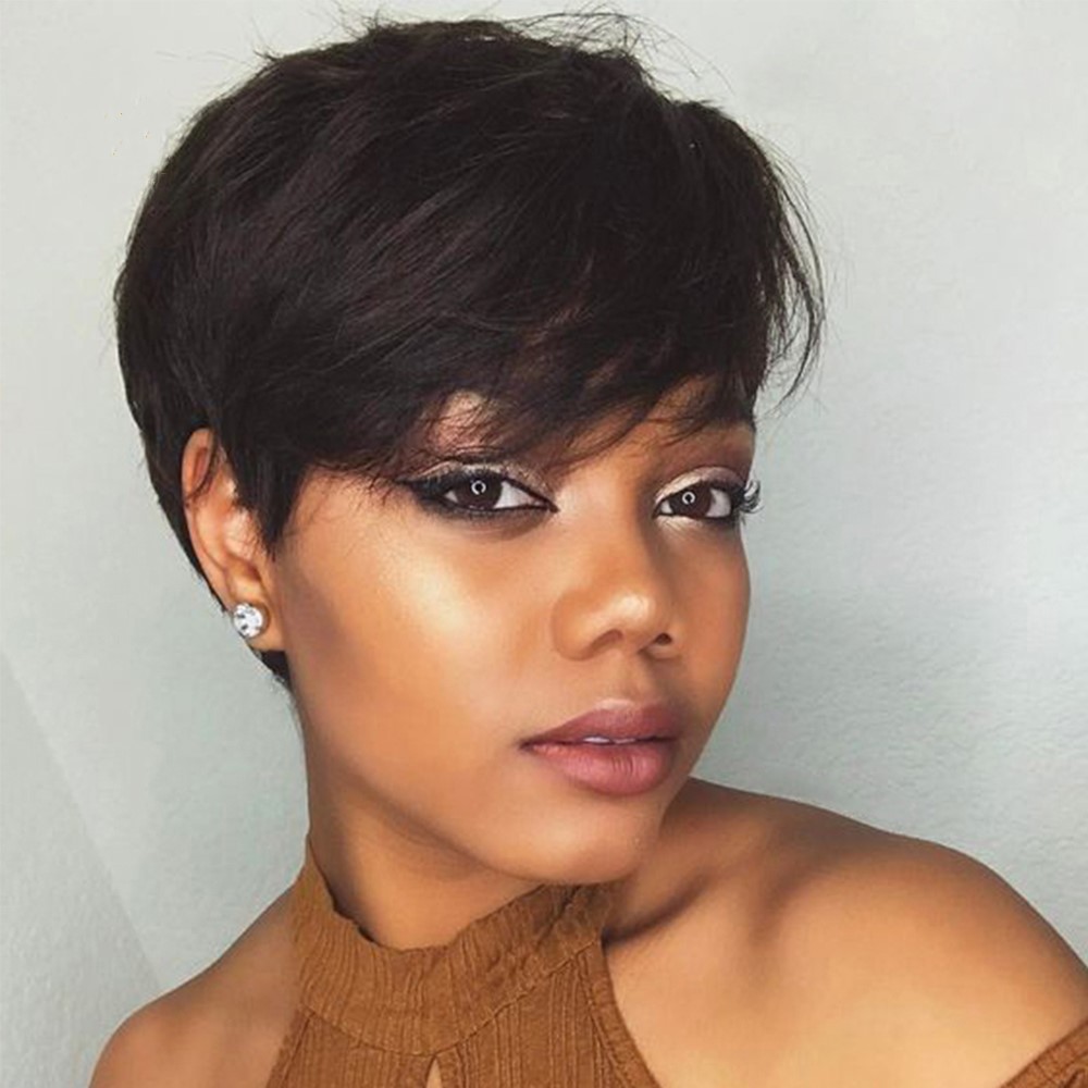 Stema Pixie Cut Straight Human Hair Machine Made Wig Stema Pixie Cut Straight Human Hair Machine Made Wig